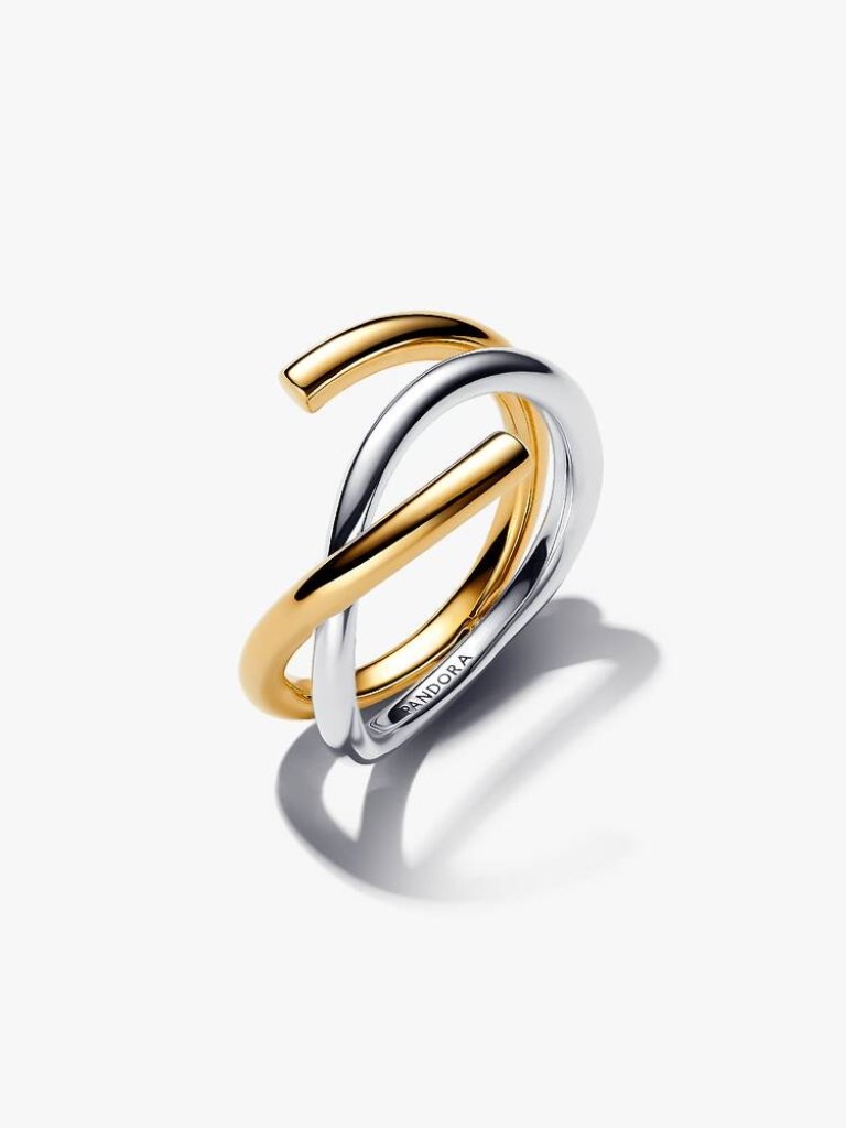 Pandora Organically Shaped Two-Tone Double Ring